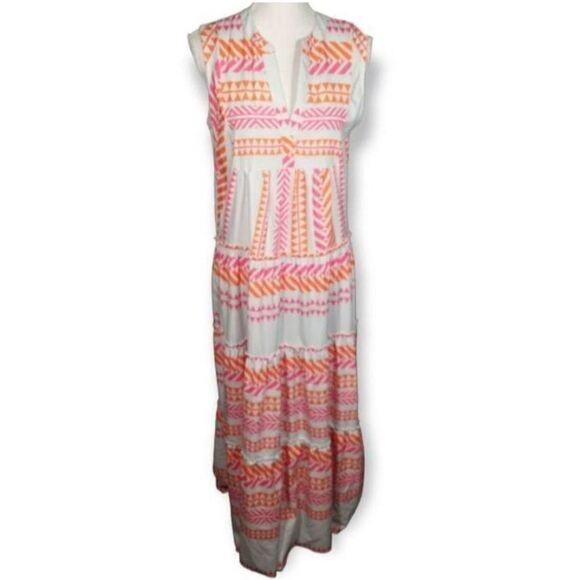 PINK & ORANGE MAXI DRESS SZ.S EUC.  GORGEOUS DRESS IN EXCELLENT USED CONDITION. - Picture 2 of 8